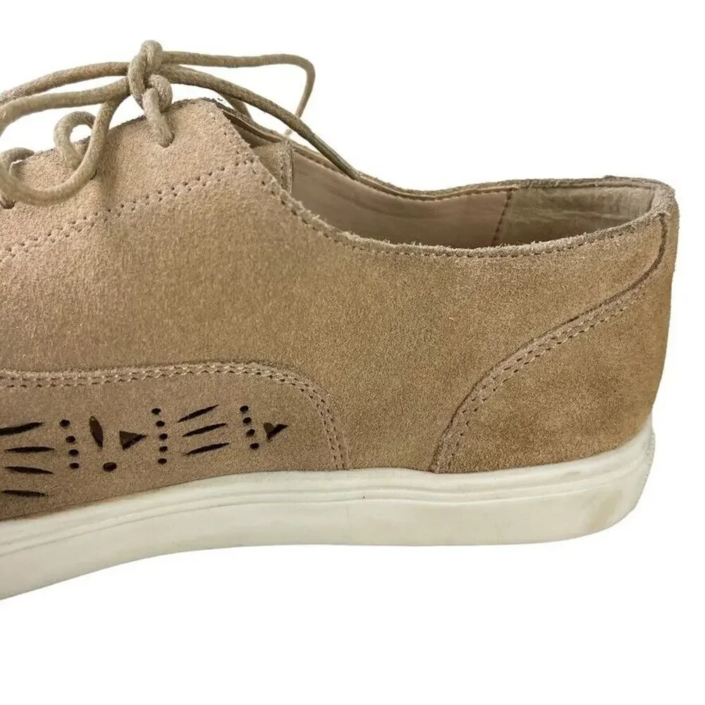Naughty Monkey Womens Suede Leather Lace Up Perforated Flats Sneakers Shoes 9.5